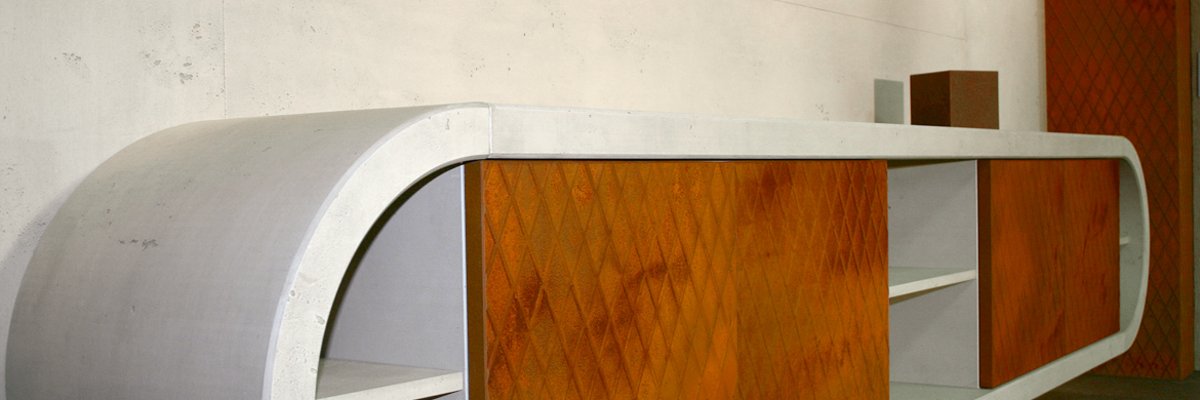 Möbelstück aus imi-beton und imi-rost
