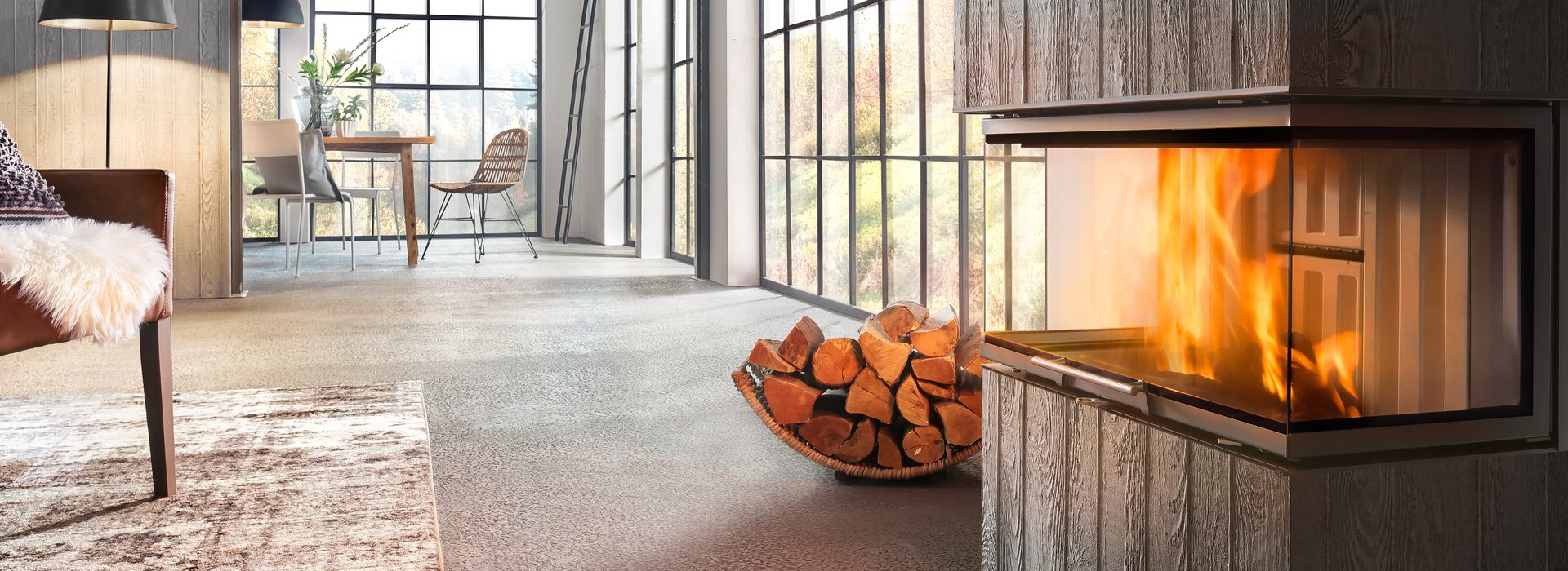 imi-asphalt und imi beton Brettschalung im Wohnzimmer 