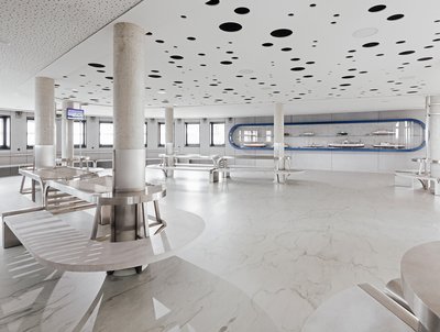 Wartehalle mit imi-beton vintage standard ausgestattet