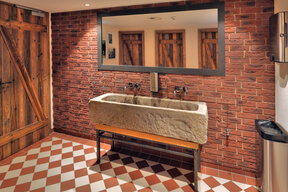 imi-monyt-Steinpaneel Klinker rot im Wirtshaus Obernburg